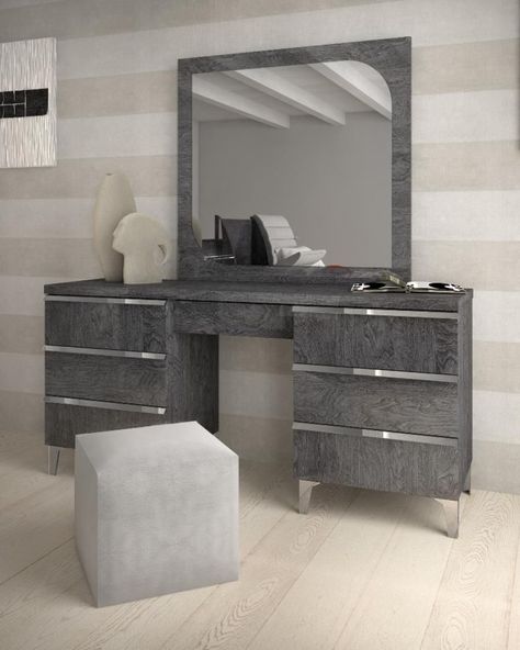 Cool Dressing table ideas Dressing Mirror Designs, Contemporary Dressing Tables, Grey Dressing Table, Bedroom Furniture Uk, Dressing Table Modern, Mirrored Bedroom, Dressing Unit, Luxury Vanity, Modern Tv Wall Units