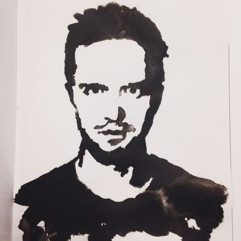 Portrait of actor Aaron Paul aka Jesse Pinkman from to show 'Breaking Bad'. Ink artwork. Jesse Pinkman Black And White, Jesse Pinkman Portrait, Jesse Pinkman Drawing, Breaking Bad Drawing, Bad Drawings, Aaron Paul, Yumeko Jabami, Ink Artwork, Jesse Pinkman