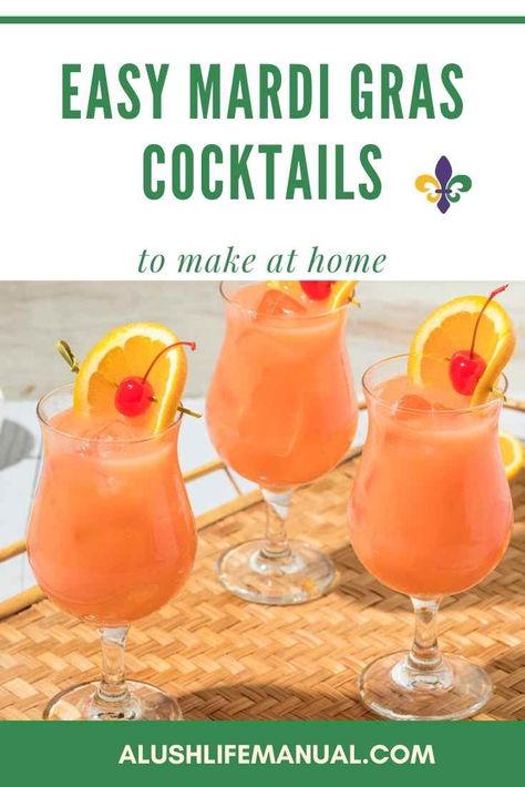 If you can't get to New Orleans this year for Mardi Gras, you can make one of her classic Mardi Gras cocktails at home. These cocktail recipes will put you in the swinging mood! #MardiGras #Cocktail #Recipe Cocktail With Rum, Sweet Alcoholic Drinks, Mardi Gras Cocktails, Mardi Gras Drinks, Cold Drinks Recipes, Cocktails At Home, Creative Cocktails, Mardi Gras Food, Refreshing Cocktail