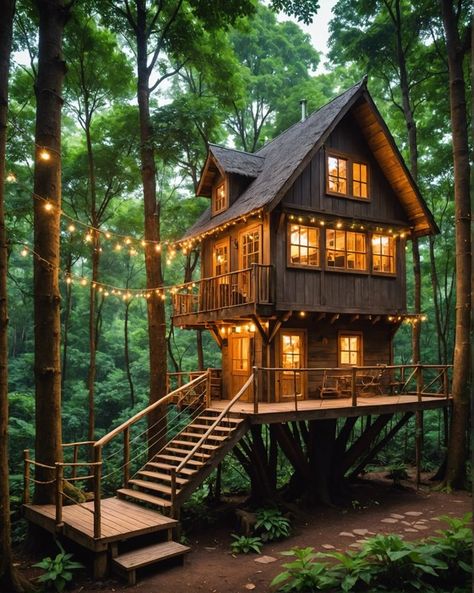 20 Coolest Tree House Ideas For Endless Backyard Fun – ToolzView Luxury Tree House Mansions, Adult Treehouse Ideas, Tree Houses For Adults, Adult Tree House Backyards, Club House Ideas, Tree House Homes, Tree House Aesthetic, Cabin Treehouse, Fantasy Guild