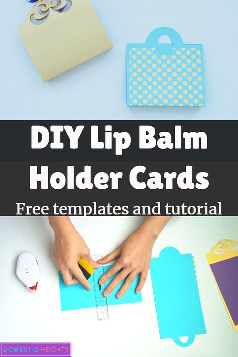 Paper project with free SVG templates, lip balm card holder Homemade Gift Baskets, Handmade Cards Diy, Lip Balm Labels, Svg Templates, New Job Card, Spf Lip Balm, Card Making Templates, Small Business Gifts, Purse Tutorial