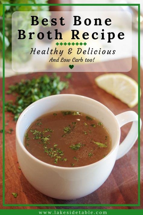 The Best Beef Bone Broth Recipe - Full of antioxidants and collagen protein! Perfect for cold winter days. #demiglace #steaksauce #lowcarbrecipes #ketorecipe #easyhealthydelicious Bone Broth Benefits Recipes, Beef Bone Broth Benefits, Beef Benefits, Best Bone Broth Recipe, Beef Bone Broth Recipe, Bone Broth Soup Recipes, Slow Cooker Bone Broth, Broth Benefits, Chicken Bone Broth Recipe