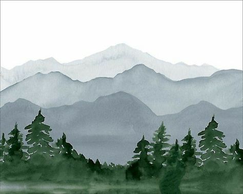 Watercoloring Ideas, Paint Trees, Watercolor Mountains, Painting Rocks, Watercolor Painting Techniques, Watercolor Landscape Paintings, Watercolor Art Lessons, Mountain Paintings, Easy Watercolor