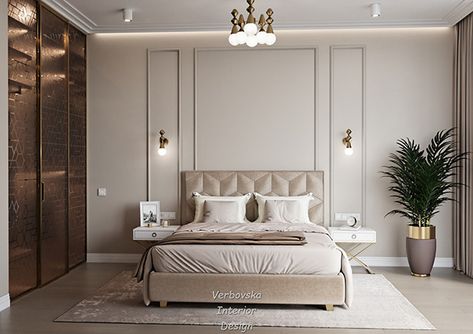 Beige And Gold Bedroom, Brand Interior, Beige Bedroom Decor, Couple Room, Stylish Bedroom Design, Luxury Closets Design, Modern Luxury Bedroom, Beige Bedroom, Classic Bedroom