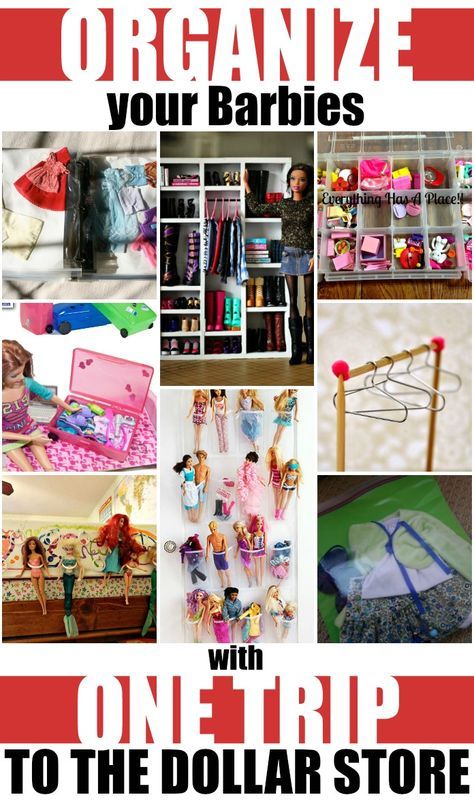 Organize Your Barbies with One Trip to the Dollar Store Barbie Accessories Storage, Barbie Storage Ideas, Homemade Dollhouse, Barbie Storage, Barbie Organization, Toy Organization Diy, Barbie Hacks, Room Ideas For Girls, Doll Organization