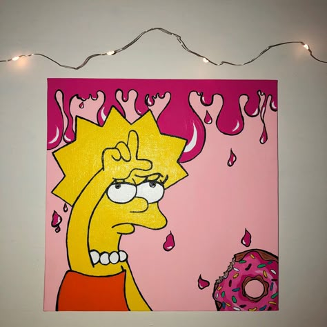 Painting 
Art
Creativity 
Drawing 
Cute Painting Ideas On Canvas Aesthetic Vintage Easy, Trippy Simpsons Painting, The Simpsons Painting, Simpsons Artwork, Simpsons Painting, Trippy Painting Ideas Creative, Paintings Creative, Simpsons Drawings, Disney Canvas Art