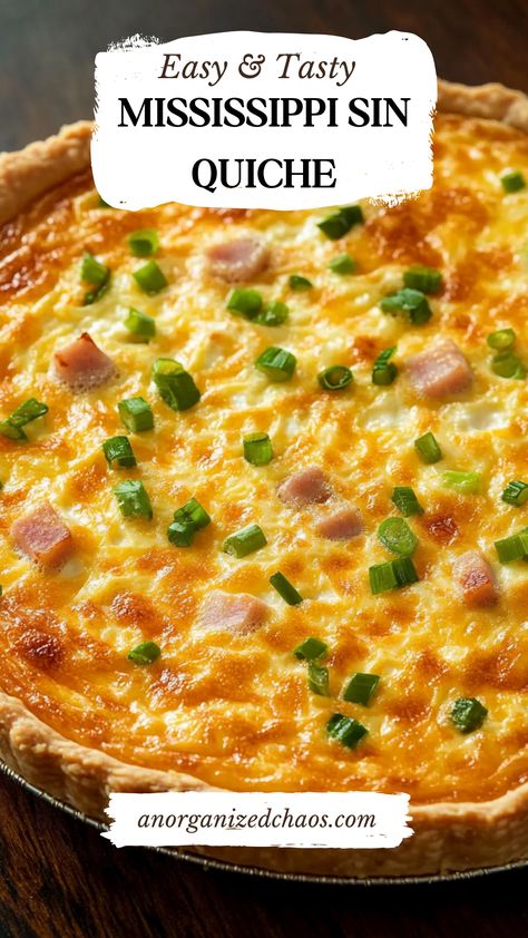 Mississippi Sin Quiche Mississippi Sin Quiche Recipe, Mississippi Sin Quiche, Quiche Recipes Easy Dinners, Ham And Egg Casserole Recipes, Breakfast Foods For A Crowd, Southern Breakfast Ideas, Quiche Ideas, Easy Quiche Recipes, Brunch Recipes For A Crowd