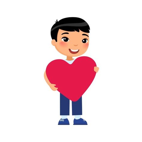 Little boyfriend holding heart shaped. a... | Premium Vector #Freepik #vector #heart #love #character #cartoon Children's Day Message, Love Character, International Youth Day, Holding Heart, Illustration Story, Character Cartoon, Family Cartoon, Elementary School Students, Kid Character