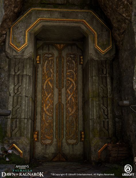 ArtStation - Door modules Dwarven Architecture, Dungeon Door, Fantasy Door, Experimental Architecture, Aztec Temple, Castle Doors, Fantasy Architecture, Rock Mountain, Big Doors