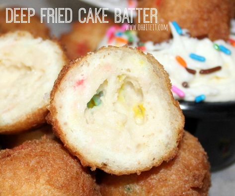 YUM! Deep Fried Cake, Fried Cake, Fried Dessert, Boxed Cake, Tasty Dessert, Cake Bites, Box Cake Mix, Funnel Cake, Easy Dishes