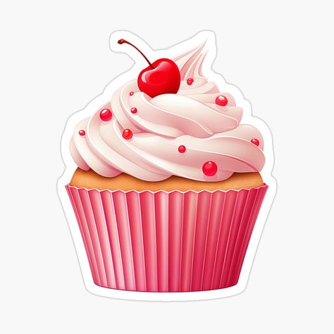 Get my art printed on awesome products. Support me at Redbubble #RBandME: https://www.redbubble.com/i/sticker/Cupcake-With-White-Frosting-and-Cherry-by-NomNomSticker/158518737.EJUG5?asc=u Freebies Stickers, Cherry Sticker, Cricut Stickers, Birthday Cake Topper Printable, Candy Stickers, White Frosting, Candy Cake, Food Stickers, Candyland Decorations