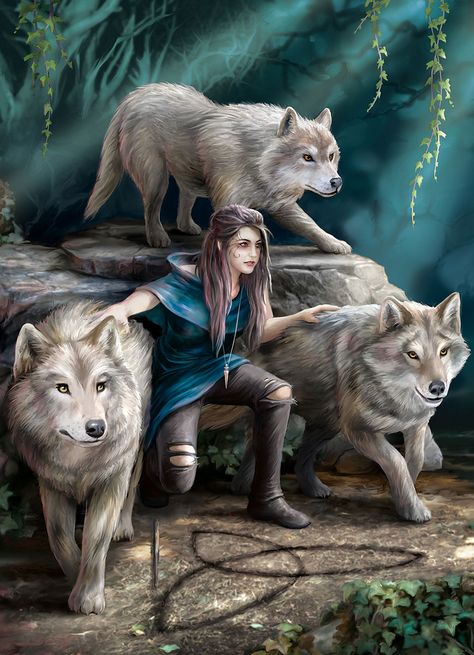 Caine Husky, Anne Stokes Art, Lup Singuratic, Power Of Three, Anne Stokes, Wolf Artwork, Fantasy Wolf, Wolf Spirit Animal, Gothic Fantasy Art