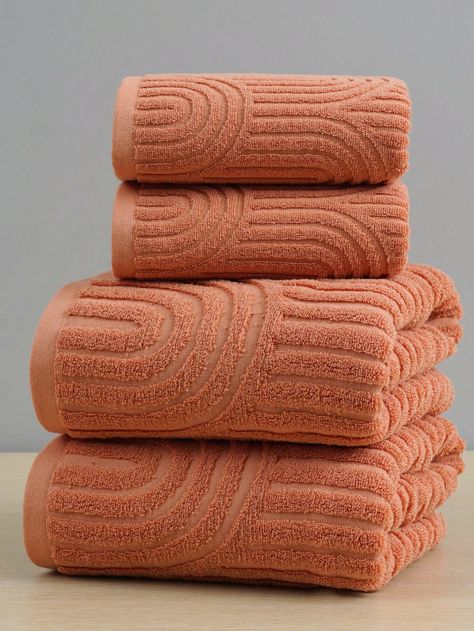 1pc 100% Cotton Jacquard Towel, Lightweight, Convenient For Home And Travel Use, Soft Cotton Loop, Absorbent Facial Towel Or Bath Towel For Bathroom And Pool, Multiple Sizes Available Orange    Fabric Plain,Striped    Bathroom, size features are:Bust: ,Length: ,Sleeve Length: Burnt Orange Bathroom, Orange Bath Towels, Bath Runner, Orange Bathrooms, Desert Colors, Bathroom Size, Main Bathroom, Orange Fabric, Bathroom Towels