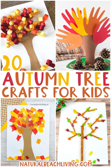 20+ Fall Tree Crafts for Kids - Natural Beach Living Autumn Tree Craft Preschool, Fall Tree Craft Kindergarten, Easy Thanksgiving Art Projects For Kids, Fall Art Projects 1st Grade, Fall Tree Crafts For Toddlers, Fall Tree Art Preschool, Fall Tree Painting For Kids, Autumn Tree Art For Kids, Fall Tree Activities For Preschool