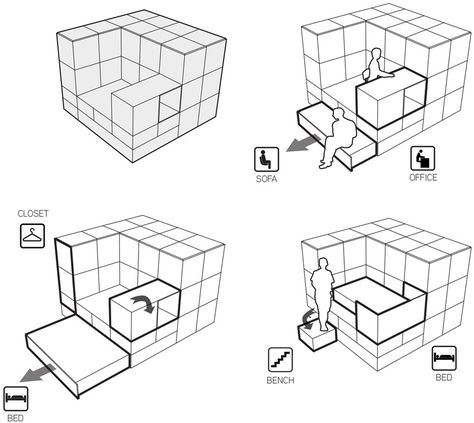 loios building conversion in porto by OODA Module Architecture, Module Design, Flexible Furniture, Architecture Collage, Concept Diagram, Diagram Architecture, Space Architecture, Modular Furniture, Porto Portugal