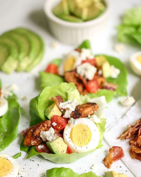 Chicken Cobb Lettuce Wraps Adobo Filipino, Ways To Cook Salmon, Low Carb Paleo Recipes, Balanced Recipes, Pork Meals, Great Salads, Cook Salmon, Keto Recipes For Breakfast, Chicken Adobo