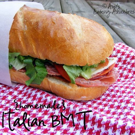 Amy's Cooking Adventures: Italian BMT {homemade} Italian Bmt Sandwich, Bmt Sandwich, Italian Sandwiches, Gourmet Soup, Sandwich Bread Recipes, Homemade Lunch, Vinaigrette Recipes, Homemade Italian, Man Food