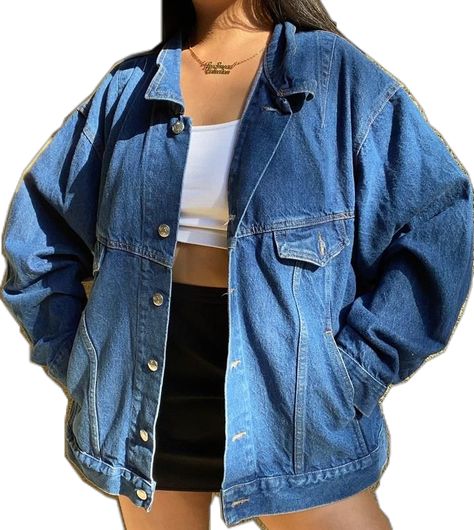 Vintage Oversized Jean Jacket, Jean Jackets Women, Boxy Denim Jacket Outfit, Large Denim Jacket, Jean Jacket Inspo Outfits, Denim Jacket Outfit Women Summer, Aesthetic Jean Jacket Outfits, Large Denim Jacket Outfit, Summer Denim Jacket Outfit