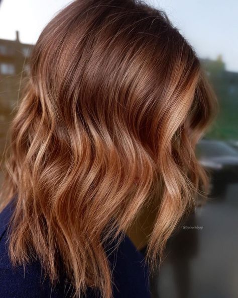 Root Melt Brunette To Auburn, Butterscotch Balayage, Butterscotch Hair, October Hair, Balayage Hair Copper, Easy Professional Hairstyles, Light Auburn Hair, Auburn Balayage, Copper Balayage