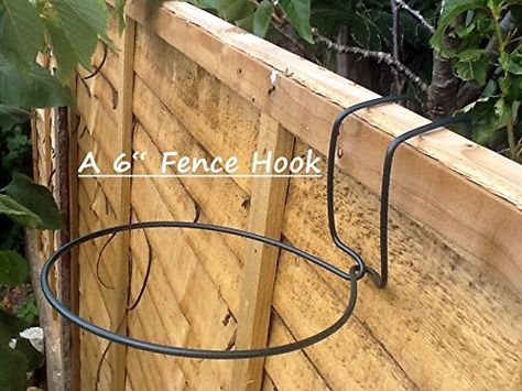 Hanging Plants On Fence, Pot Hangers, Fence Stain, Garden Fence Panels, Fencing Ideas, Small Flower Pots, Front Yard Fence, Pot Hanger, Fence Lighting