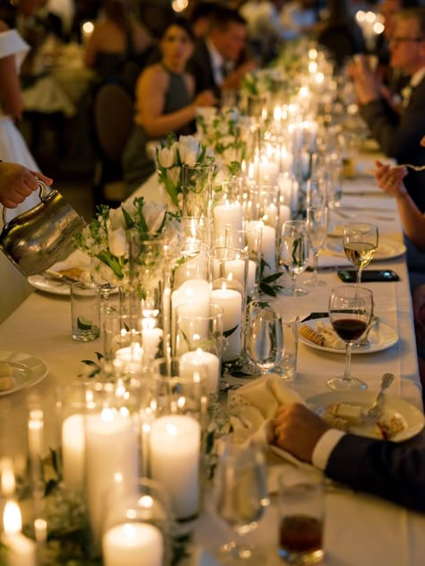 Candle wedding reception
Candle head table 
Candle table Wedding Tablescape With Candles, Candle Tablescapes Wedding, Candle Wedding Reception, Candle Centerpiece Wedding, Wedding Table Candles, Candlelight Wedding Reception, Candle Runner, Candle Centerpieces Elegant, Wedding Table Decorations Candles