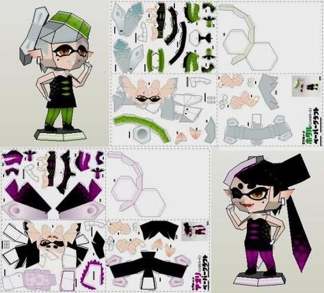 PAPERMAU: Splatoon - Firefly-Chan And Tilt-Chan Paper Dolls - by Muumin Splatoon Paper Doll, Splatoon Papercraft Template, Splatoon Template, Splatoon Papercraft, Splatoon Crafts, Papercraft Download, Lucario Pokemon, Paper Doll Printable Templates, Callie And Marie