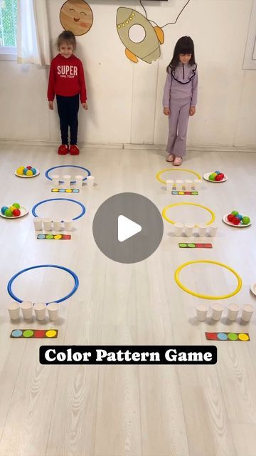 English Games For Preschoolers, Pattern Games For Preschoolers, Ukg Activity Ideas, Active Games For Preschoolers, Patterns Activities Preschool, Pattern Activities Preschool, Creative Games For Kids, English Games For Kids, Brain Gym For Kids