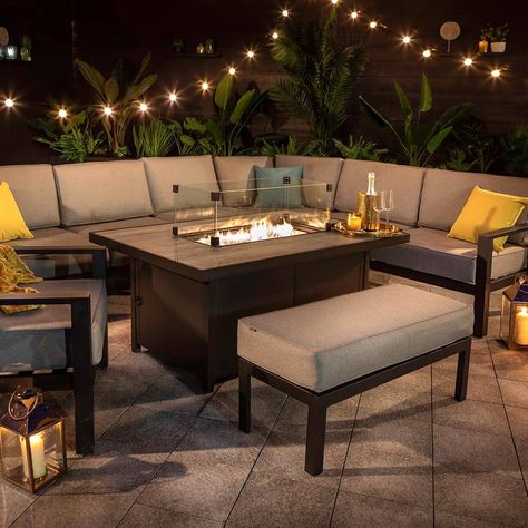 Hartman-Apollo-Rectangle-Fire-Pit-Set-HARTAPPOL221_1 Rectangle Gas Fire Pit, Rectangular Gas Fire Pit, Tuscan Table, Outdoor Bistro Table, Fire Pit Table Set, Bistro Table Set, Aluminium Garden Furniture, Glass Fire Pit, Propane Fire Pit Table