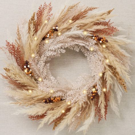 PRICES MAY VARY. 【𝐅𝐚𝐥𝐥 𝐖���𝐫𝐞𝐚𝐭𝐡】The faux pampas grass wreath, with its neutral hues ranging from ivory to wheat-colored, creates a cozy and inviting atmosphere during autumn. 【𝐒𝐢𝐳𝐞】 The outer diameter of full wreath is about 24 inch. Refer to our size guidelines shown in the picture for detailed information. Note that a deviation of 2~3cm may occur due to manual measurement. 【𝐄𝐚𝐬𝐲 𝐒𝐭𝐨𝐫𝐚𝐠𝐞】Foldable in half, this Fall wreath offers easy storage solutions, saving space and re Boho Farmhouse Wall Decor, Pampas Grass Wreath, Decor For Thanksgiving, Faux Pampas, Grass Wreath, Autumn Wreaths For Front Door, Boho Farmhouse, Autumn Wreath, Fall Door