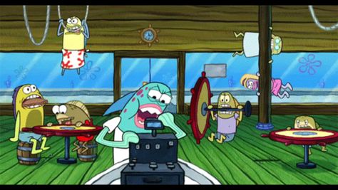 Hangry customers at the Krusty Krab Krusty Krab Inside, The Krusty Krab, Spongebob Pics, Krusty Krab, Childrens Tv, Spongebob Memes, Cartoon Tv, Spongebob Squarepants, Nickelodeon