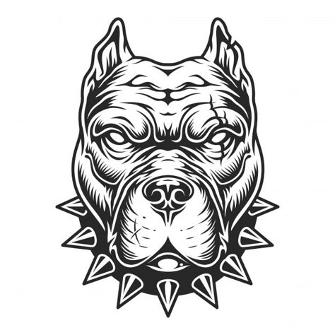 Black and white pitbull head | Free Vector #Freepik #freevector #dog #animal #mascot #cut Pitbull Noir, Black And White Pitbull, Pitbull Drawing, White Pitbull, Pitbull Tattoo, Pitbull Art, Angry Dog, Logo Retro, American Pitbull