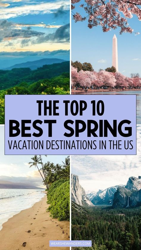 Embark on a journey to the most stunning spring vacation destinations across the USA. Our travel guide is your passport to discovering the perfect spots for your spring trip, offering a mix of tranquil retreats and lively urban escapes. Whether it's the charm of small towns or the allure of iconic cities, elevate your travel bucket list with these must-see locations for an unforgettable spring adventure. Spring Travel Destinations Usa, Top Us Travel Destinations, Best Girls Trip Destinations In The Us, Spring Travel Destinations, Savannah Tours, 2024 Travel, Best Travel Destinations, Spring Travel, Usa Travel Guide