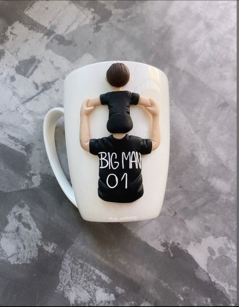 Fathers day gift idea, dad & son decor handmade mug, custom character present, personalized gift idea, portrait mug, polymer clay dad cup art Custom Character, Easy Doodles, Clay Cup, Doodles Drawings, Godparent Gifts, Mug Handmade, Clay Mugs, Cup Art, Father Gift