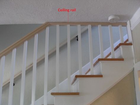 Need help with a stair railing - DoItYourself.com Community Forums Finishing Stairs, Banister Remodel, Stairs Renovation, Add A Bathroom, Open Stairs, Stair Banister, Stair Rail, Stair Handrail, Basement Stairs