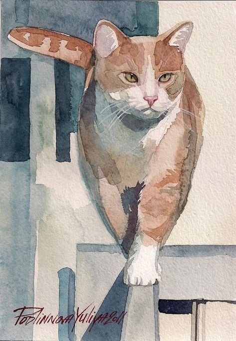 Watercolour Bird, Canvas For Beginners, 강아지 그림, Hur Man Målar, Watercolor Cat, Watercolor Art Lessons, Arte Sketchbook, Dessin Adorable, Art Inspiration Painting