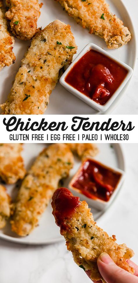 These paleo chicken tenders are made with almond flour and no eggs! They're paleo, whole30, dairy-free and gluten-free. Paleo Chicken Tenders, Egg And Grapefruit Diet, Unbound Wellness, Dairy Free Recipes Dinner, Dairy Free Dinner, Gluten Free Egg Free, Egg Free Recipes, Dairy Free Eggs, Egg Diet