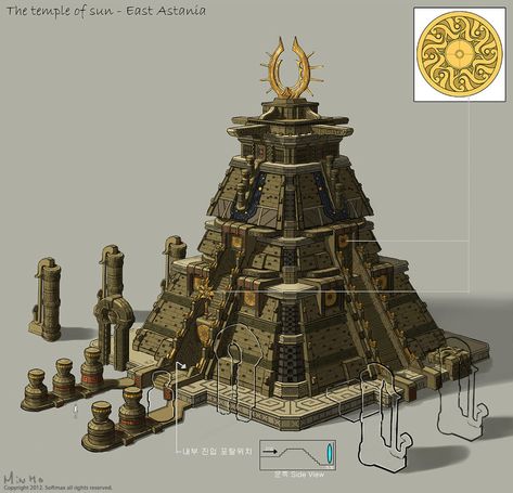 Genesis Art, Mesoamerican Architecture, Aztec City, Sun Artwork, Bangunan Minecraft, Isometric Art, Fantasy City, Sun Art, Minecraft Creations