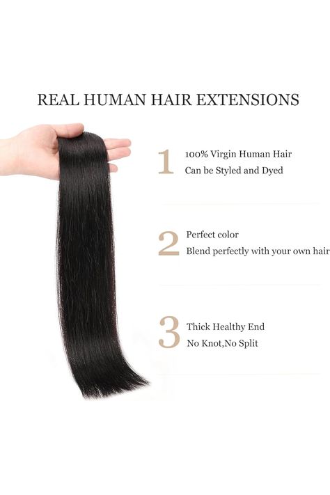 Clip In Extensions Human Hair,Double Weft Remy Hair 70g 7pcs Silky Straight 12 Inches #1B Natural Black Clip in Hair Extensions Clip In Hair, Clip In Extensions, Hairstyles Ideas, Clip In Hair Extensions, Remy Hair, Human Hair Extensions, Clip Ins, Wig Hairstyles, Hair Extensions