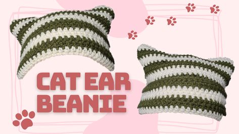 Cat Ear Beanie Pattern - Ko-fi ❤️ Where creators get support from fans through donations, memberships, shop sales and more! The original 'Buy Me a Coffee' Page. Cat Ear Beanie Tutorial, Crochet Cat Beanie Free Pattern, Crochet Beanie Hat Free Pattern, Beanie Tutorial, Crochet Cat Ear Beanie, Beanie Pattern Free, Grunge Core, Cat Ear Beanie, Crochet Beanie Pattern Free