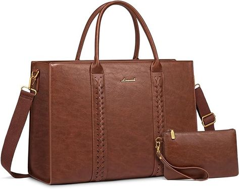 Amazon.com: LOVEVOOK Laptop Tote Bag for Women, Vintage Leather Work Bags 15.6 inch Computer Bag, Waterproof Laptop Bag Business Briefcase Office Handbag Purse, Dark Brown : Electronics Leather Briefcase For Women, Laptop Tote Bag Woman, Briefcase For Women, Leather Work Bag, Business Laptop Bag, Business Briefcase, Laptop Tote Bag, Bag Business, Laptop Bag For Women