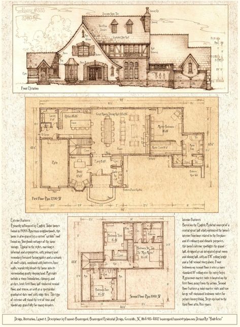 House 335, A Tudor/Storybook Luxury Home by Built4ever on DeviantArt Tudor House Plans, Storybook House, Storybook Homes, Vintage House Plans, Storybook Cottage, Lots Of Windows, Tudor House, House Blueprints, Cottage House Plans