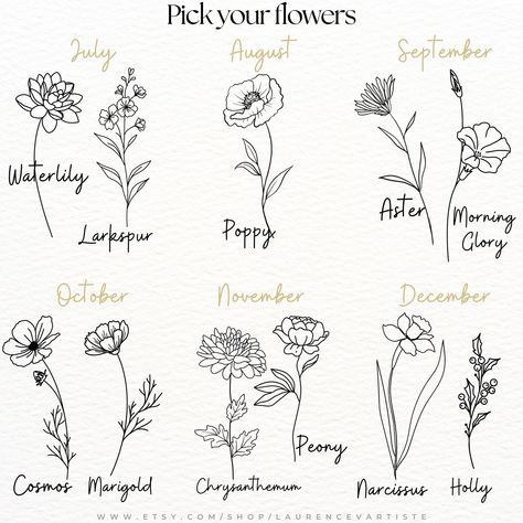 I offer Custom Birth Flower Tattoo Designs since a few months now and I was searching for a way to turn it into a cute Christmas gift ☁️✨ You can now order your Custom Birth Flower Bouquet that will be engraved on a necklace ♡ Make a meaningful gift this Christmas for a mother, a friend or simply yourself ♡ You can even add a personalized message on the back 🖤 Order now to make sure it will arrive before Xmas 🎄Link is in my bio ✨ Thank you for supporting a small business these Holidays xox ... Crysantenum Flower Tattoo Design, Birthmonth Flower Tattoos, Birth Month Flower Tattoos Bouquet, Birth Flower Tattoo Designs, November Birth Flower Tattoo, December Flower, November Flower, Mexico Tattoo, Birth Flower Bouquet