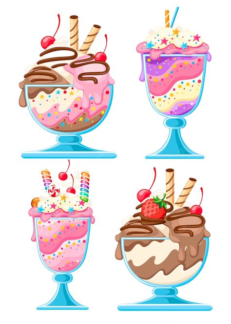 Ice Cream Bowl Drawing, Bowl Of Ice Cream Drawing, British Dessert Recipes, Chocolate Illustration, Bakery Clipart, Ice Cream Pictures, Ice Cream Background, Desserts Drawing, Ice Cream Illustration