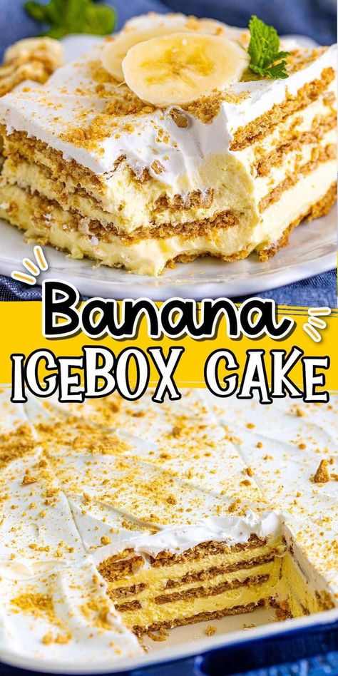 Banana Icebox Cake, Graham Cracker Dessert, Beach Dessert, Oreo Torte, Icebox Desserts, Crumb Recipe, No Bake Banana Pudding, Graham Cracker Recipes, Icebox Cake Recipes