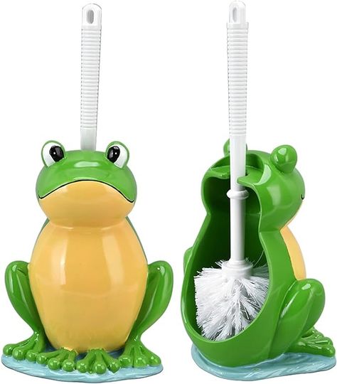 Amazon.com: Yosoo Bathroom Toilet Brush Frog Shape Bowl Household Holder Set Brush Cartoon Creative Toilet Brush Appliance Frog Shape Toilet Brush Set Standing for Scrubbing : Home & Kitchen Frog Bathroom, Pink Frog, Toilet Brush Holder, Household Appliance, Funny Frogs, Frog Art, Bathroom Toilet, Toilet Brush, Bathroom Toilets