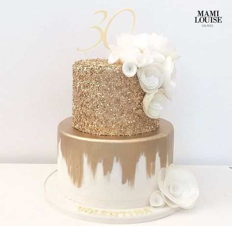 40th Birthday Cake Ideas For Women 2 Tier, White And Gold Cakes Birthday, White And Gold Two Tier Birthday Cake, 2 Tier Gold Birthday Cake, 2 Tier Gold Cake, 40th Birthday Cake For Women 2 Tier, White And Golden Cake Birthday, Birthday Cakes 40th Women, White And Gold 40th Birthday Cake