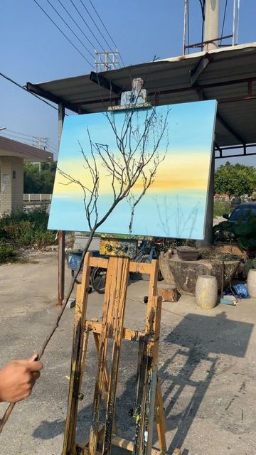 Painting With Tree Branches, Painting With Branches, Branch Painting, Carillons Diy, Sketch Paper, Oil Pastel Art, Painting Videos, Moving On, Pastel Art