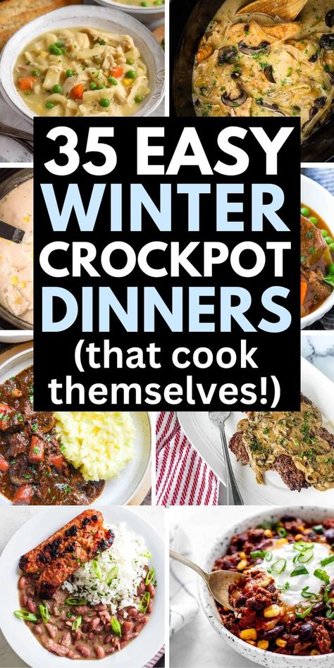 freezer crockpot meals healthy Cold Weather Crock Pot Meals, Cold Weather Crock Pot Recipes, Slow Cooker Cold Weather Recipes, Instant Pot Recipes Winter, Rainy Day Slow Cooker Recipes, Crock Pot Recipes For Winter, Crock Pot Recipes For Cold Weather, Snow Day Meals For Kids, Winter Dinner Recipes Healthy Crock Pot