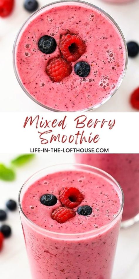 Delicious Berry Smoothie, Mixed Berry Protein Smoothie, Very Berry Smoothie Recipes, Mix Berries Smoothie, Best Berry Smoothie Recipes, Berry Shake Recipes, Mixed Berry Smoothie Without Yogurt, Mixed Berry Smoothie Recipes, Blend Jet Smoothie Recipes