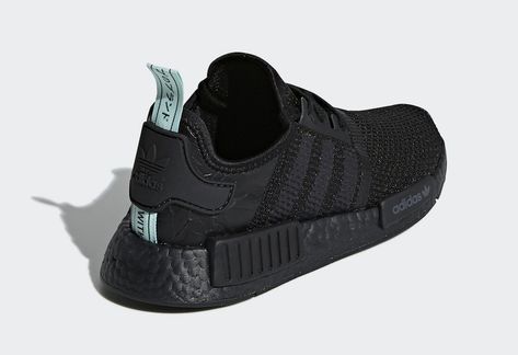 The adidas NMD R1 Mint Glow Release Date (Style Code: AQ1102) features a Core Black upper accented with Mint Glow detailing atop a Black Boost midsole. Nmd Adidas Women, Womens Nmd R1, Adidas Originals Nmd, Adidas Nmd R1, Nmd R1, Adidas Nmd, Only Shoes, Brown Shoe, Black Adidas